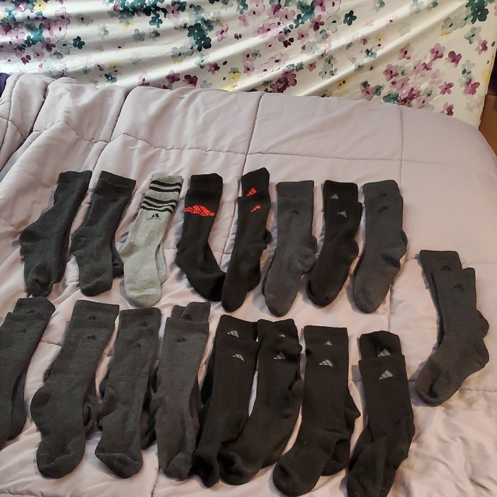Adidas Men's Black and Gray Socks Bundle 17 Pairs